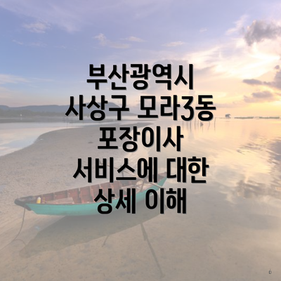 부산광역시 사상구 모라3동 포장이사 서비스에 대한 상세 이해