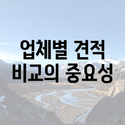 업체별 견적 비교의 중요성