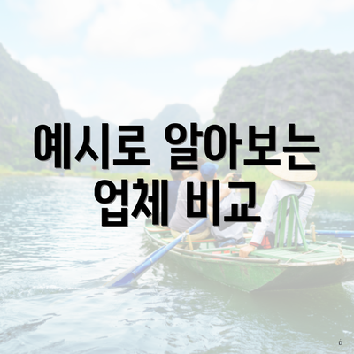 예시로 알아보는 업체 비교