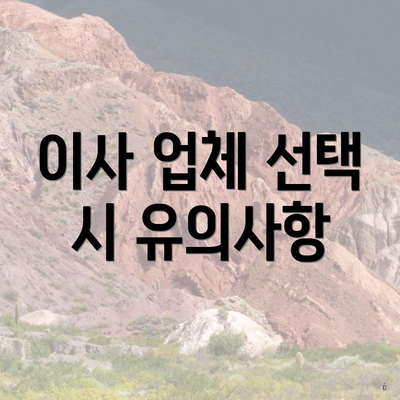 이사 업체 선택 시 유의사항