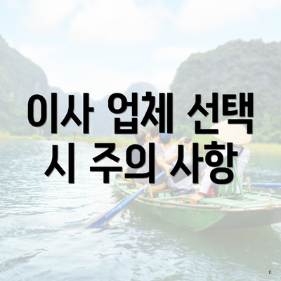 이사 업체 선택 시 주의 사항