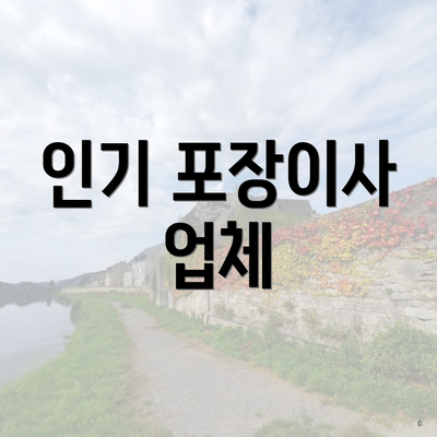 인기 포장이사 업체