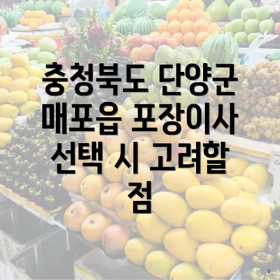 충청북도 단양군 매포읍 포장이사 선택 시 고려할 점