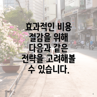 효과적인 비용 절감을 위해 다음과 같은 전략을 고려해볼 수 있습니다.