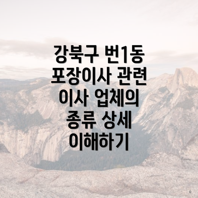 강북구 번1동 포장이사 관련 이사 업체의 종류 상세 이해하기