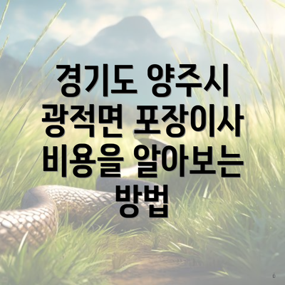 경기도 양주시 광적면 포장이사 비용을 알아보는 방법