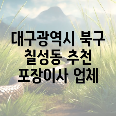 대구광역시 북구 칠성동 추천 포장이사 업체