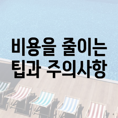 비용을 줄이는 팁과 주의사항