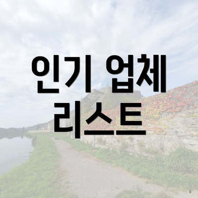 인기 업체 리스트
