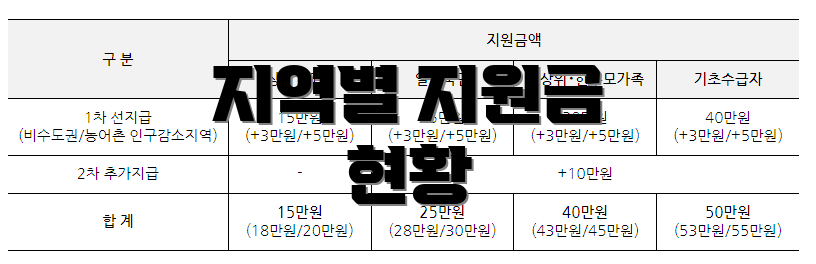 지역별 지원금 현황
