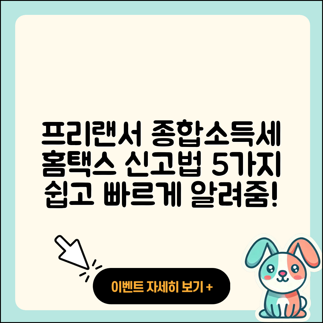 프리랜서 종합소득세 홈택스 신고 5가지 방법