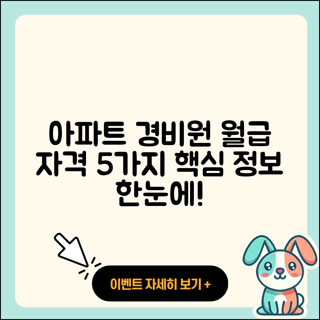 아파트 경비원 월급과 업무 자격 5가지